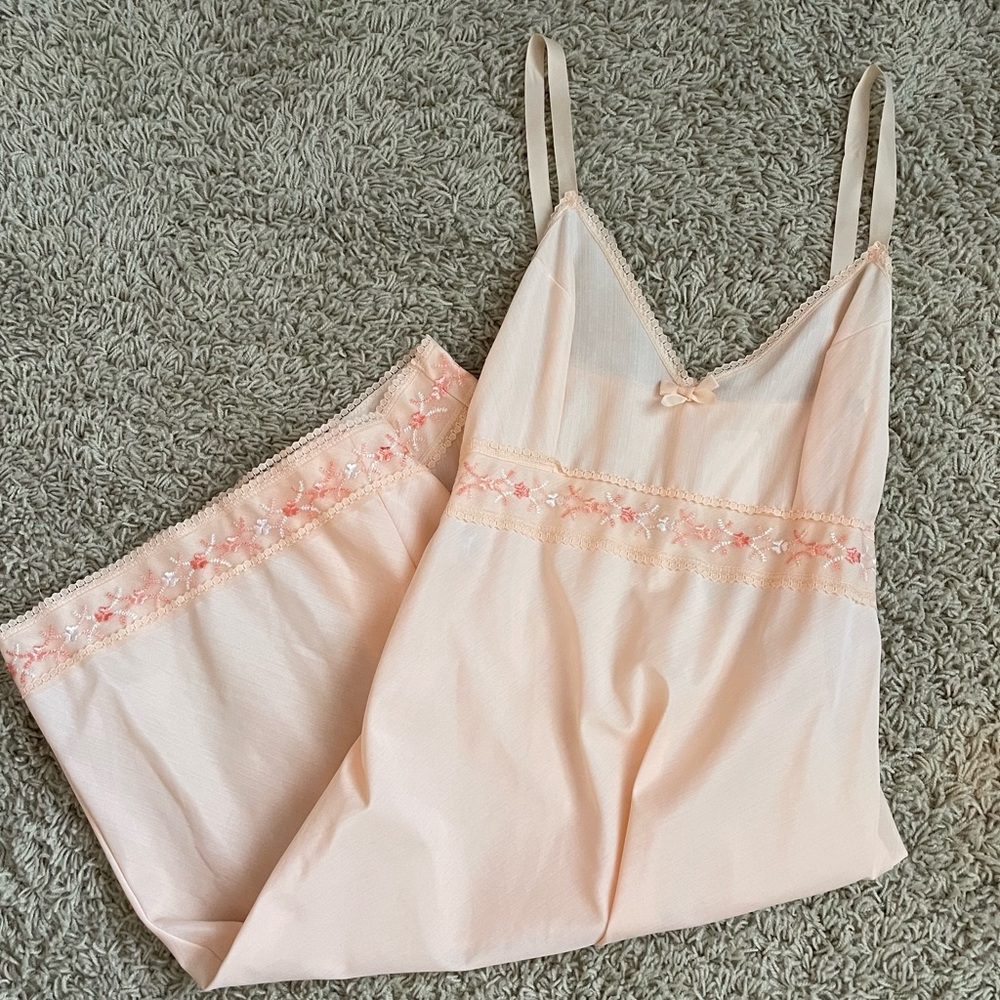 Vintage Floral Trim Slip Dress